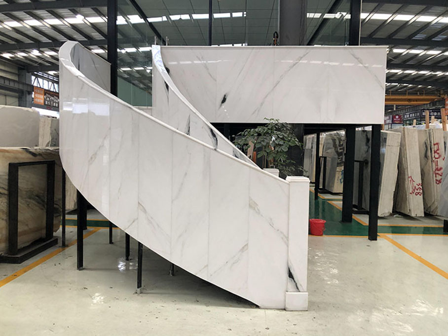 panda white marble staircase