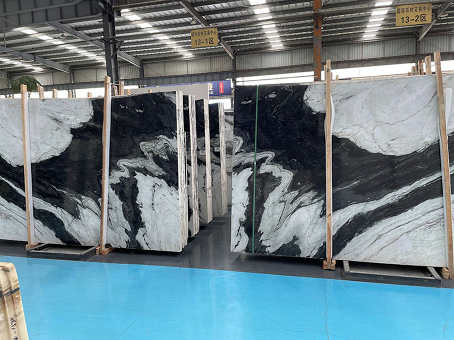 panda white marble slabss book match