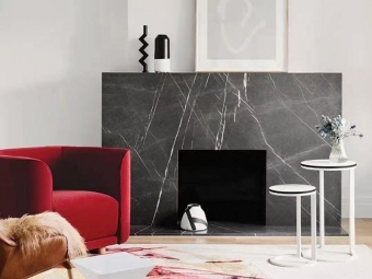 Pietra Gray Marble fireplace hearth